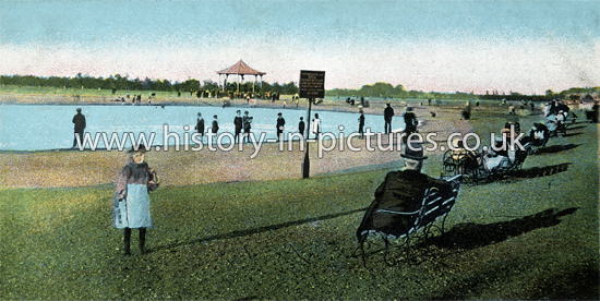 Angel Lake and Bandstand, Wanstead Flats, London. c.1904